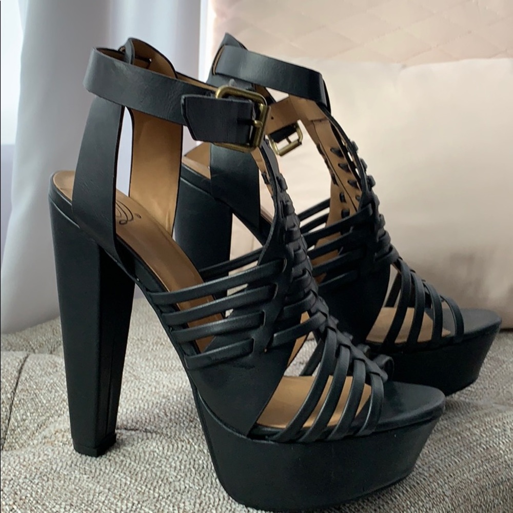 Heeled sandals by Delicious Brand.